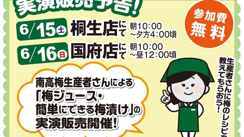 梅の実演販売を開催します！